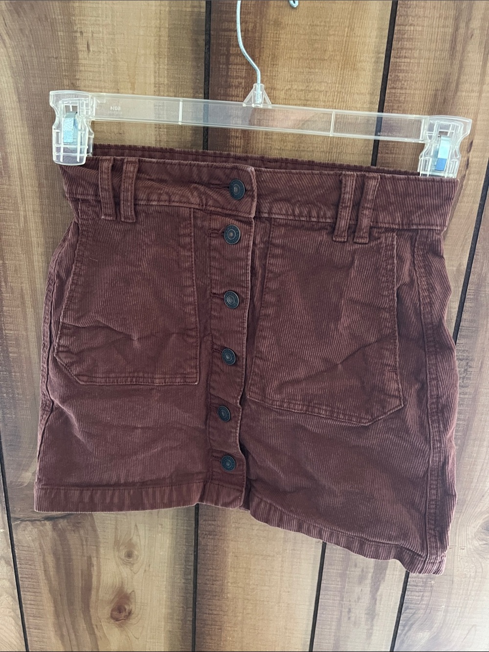 American Eagle Outfitters Brown Corduroy Button-Front Skirt